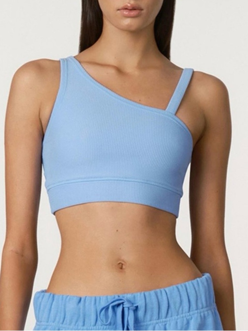 NWT Zulu & Zephyr Blue Waffle Crop Top sports bra size US 6. Rare & sold out!